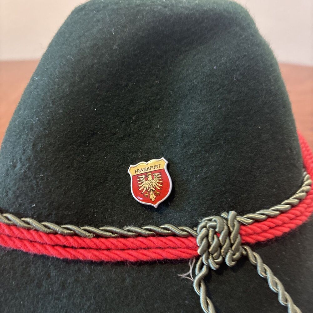 Vintage German Bavarian Tyrolean Alpine Style Felt Hat Frankfurt Pin Oktoberfest
